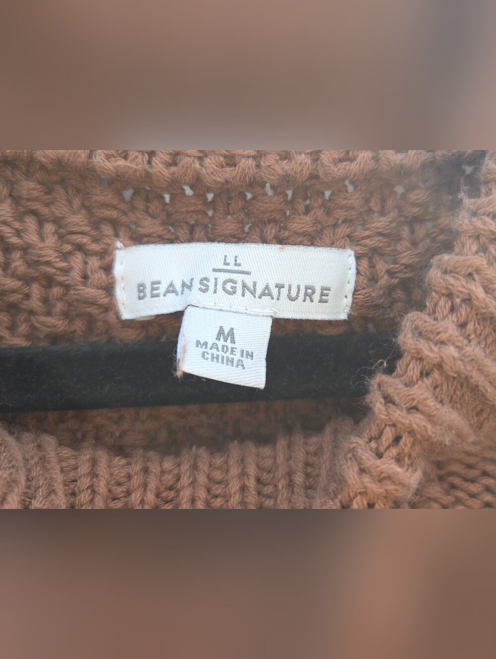 L.L. Bean Brown Mens Signature 100% Cotton Fisherman Sweater Size Medium - Picture 3 of 7